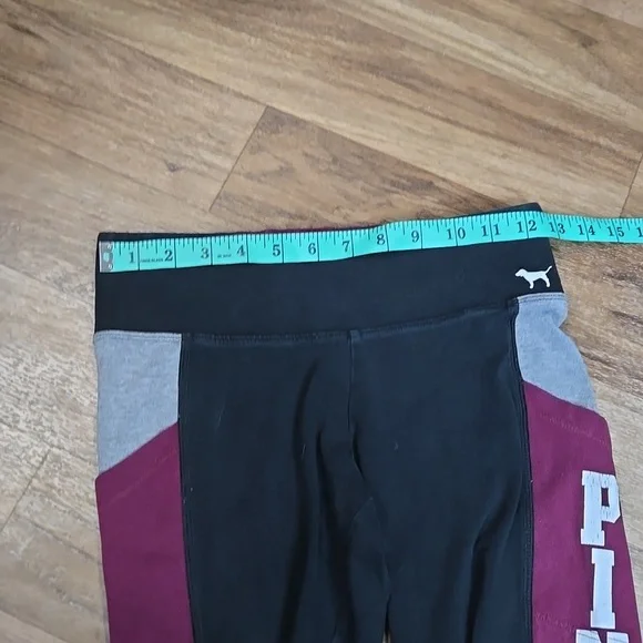 VS PINK MAROON/BLACK/GREY COLORBLOCKED YOGA PANTS SIZE XS - Picture 7 of 11